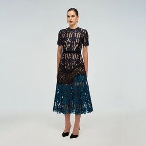 NWT Self Portrait Prairie Guipure Midi Dress - US 6